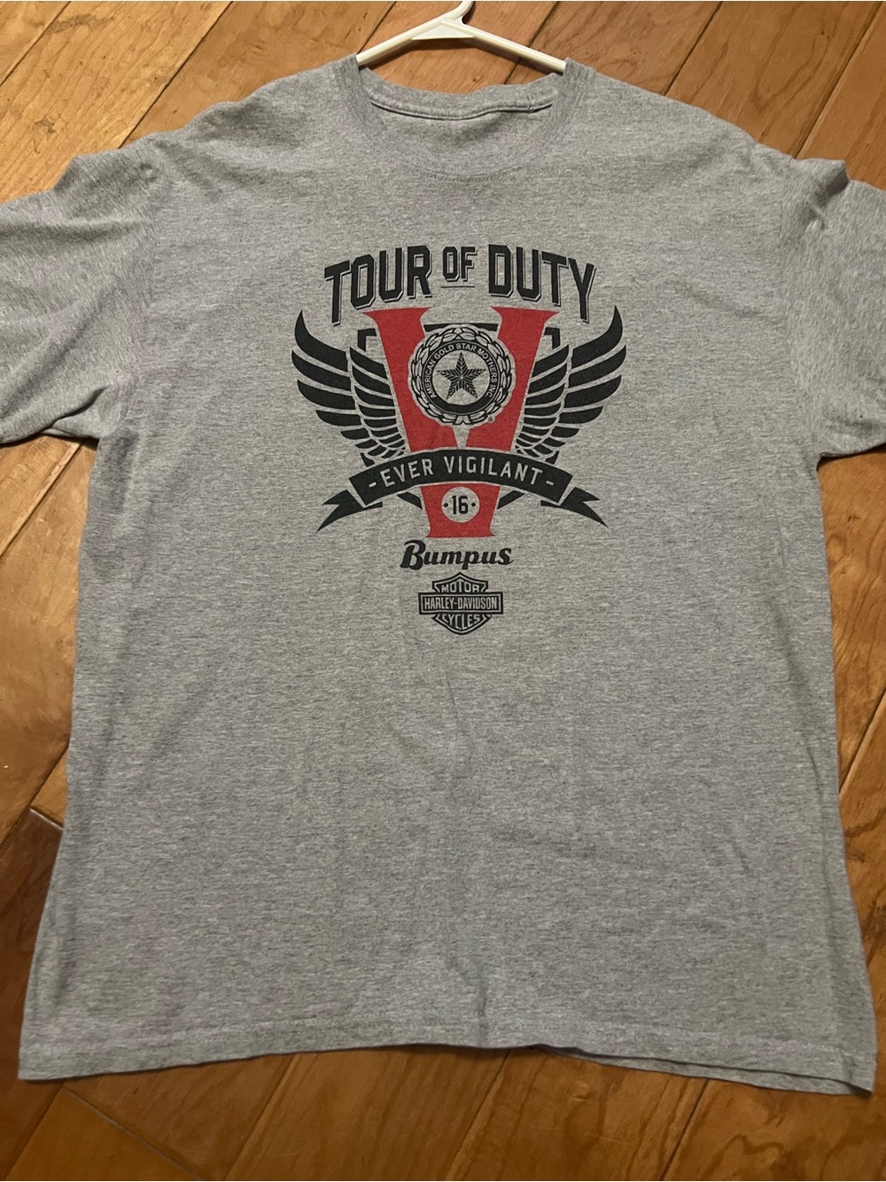 Harley-Davidson Gray Tee with Red & Black Tour Graphic